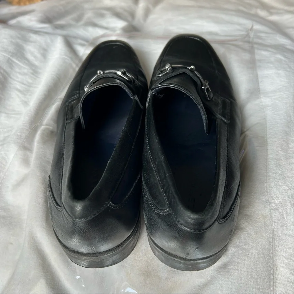 M Black Cole Haan Essentials Leather Bit Buckle Loafers Size 9.5 |F21